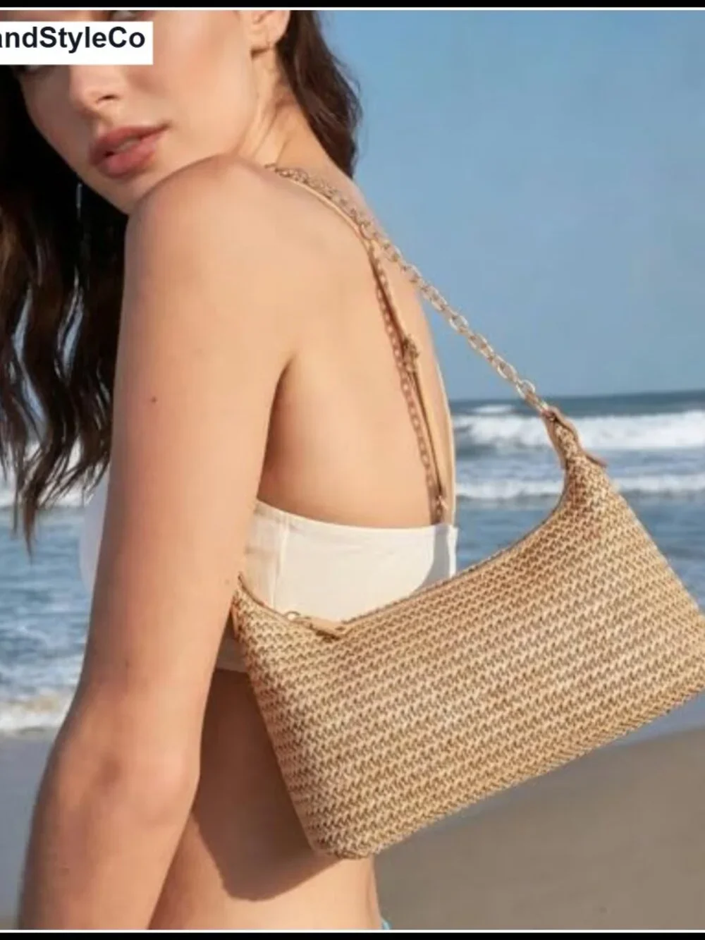 Woven Straw Boho Shoulder Bag Summer Beach Tote Women Purse
